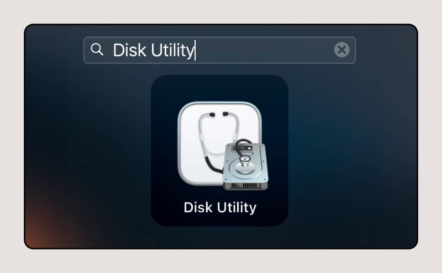 Screenshot showing how to find the Disk Utility option on Mac through the Launchpad. 