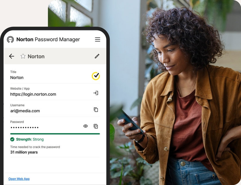 A woman uses Norton Password Manager to store and fill her passwords.