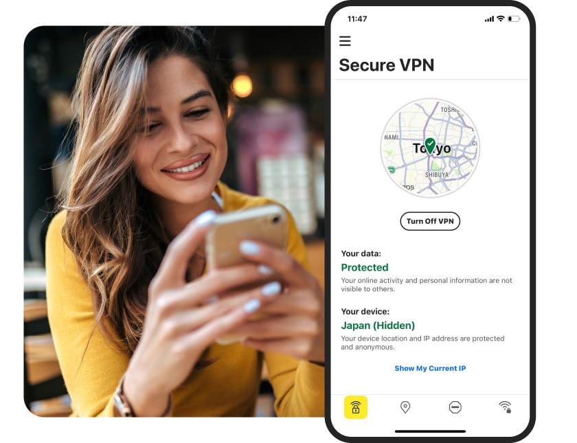 Connect to a server in a country of your choice with our VPN for iPhone.