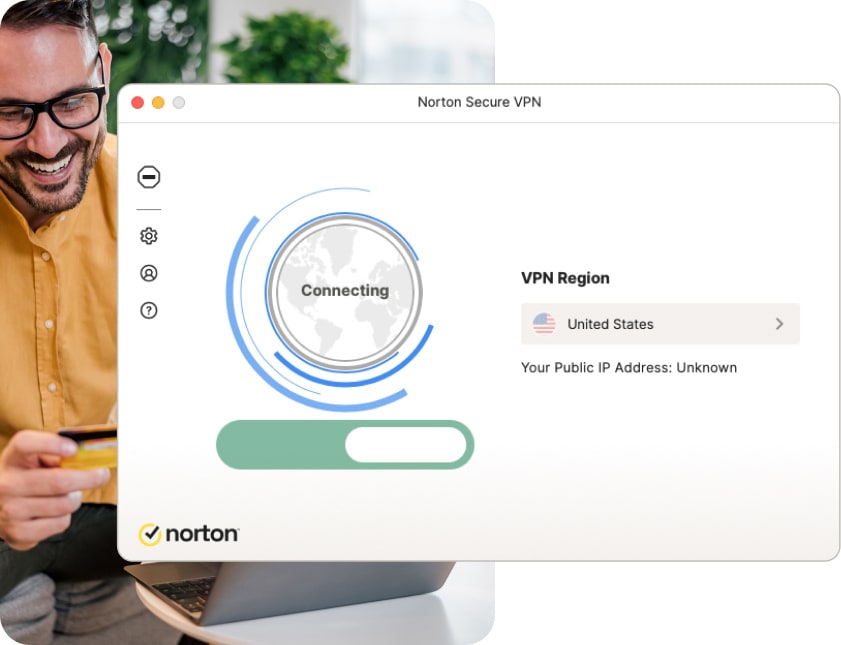 Selecting a VPN region or server to connect to with Norton Secure VPN for Mac.