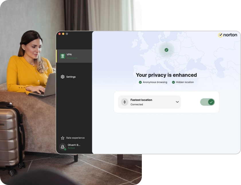 Norton Secure VPN for Mac lets you see a map showing the location your VPN is connecting through.