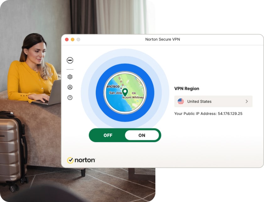 Norton Secure VPN for Mac lets you see a map showing the location your VPN is connecting through.