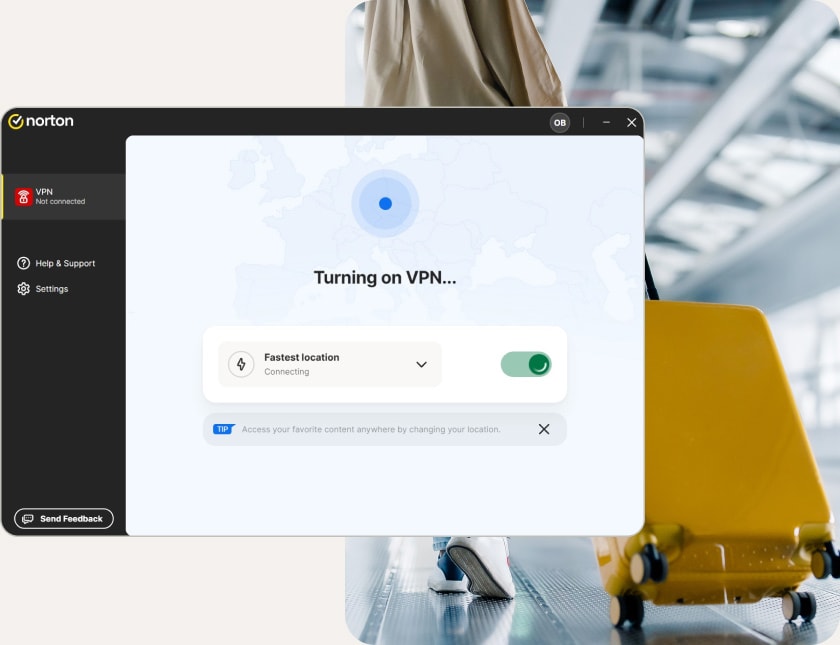 Norton VPN for PC encrypts your traffice, blocks ad tracking, and offers you split tunneling