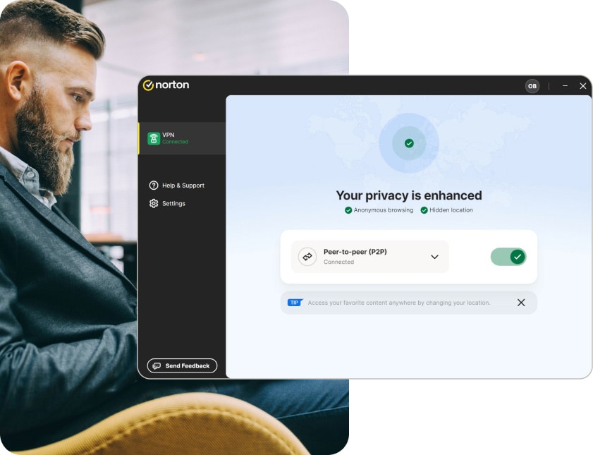 Download Norton VPN to protect only your sensitive data or everything you do online