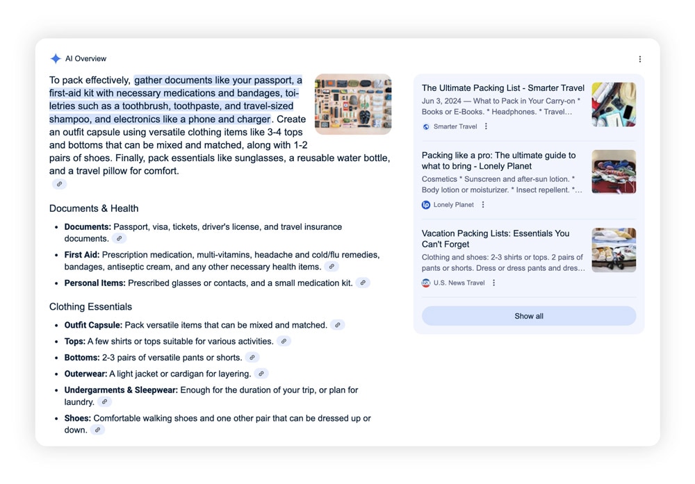 A screenshot of an AI search overview in the Norton Neo browser.