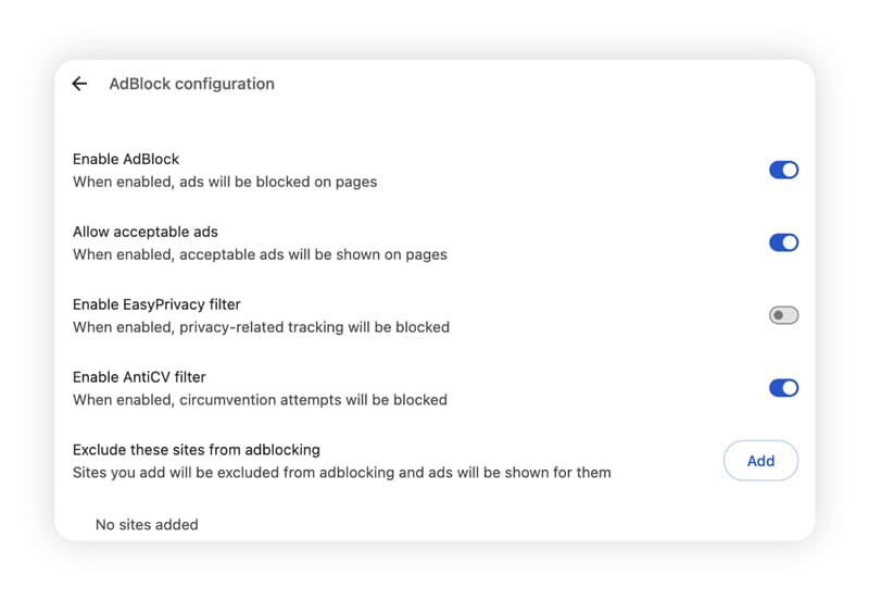 A screenshot showing Norton Neo’s ad-blocking features.