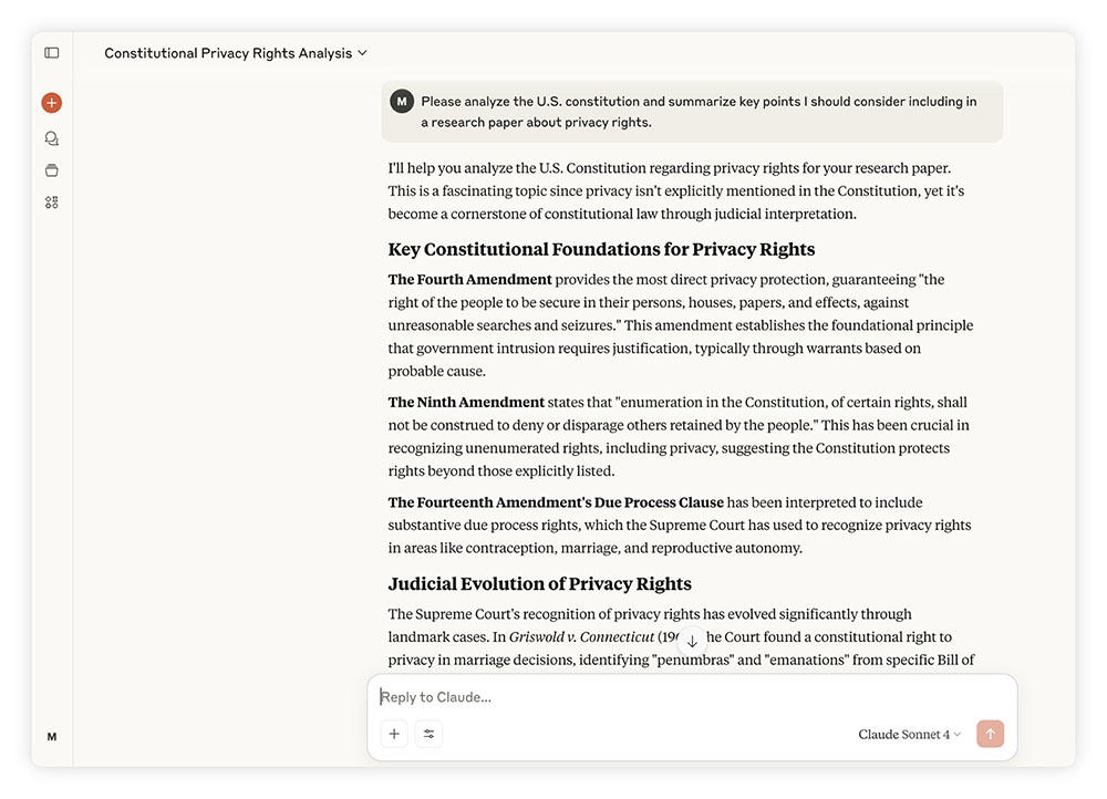A screenshot of the Claude AI assistant.