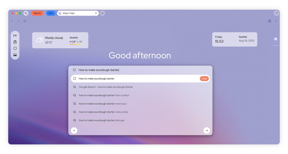A screenshot of the Norton Neo AI search assistant.