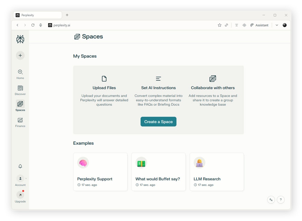 Screenshot of the Perplexity Comet AI browser.