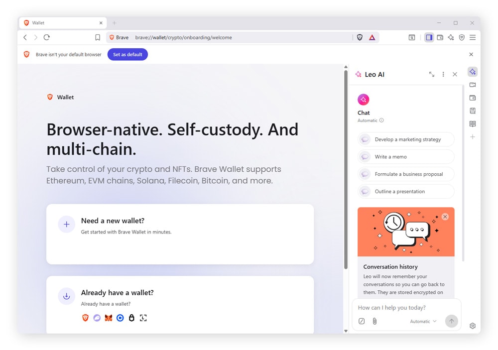 Screenshot of Brave’s LEO AI Sidebar.