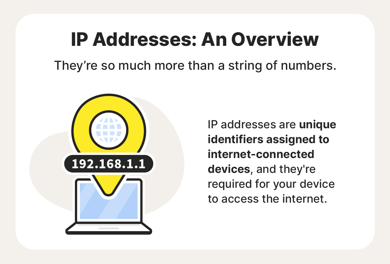 A simple IP address definition: it's a unique identifier assigned to each internet-connected device.