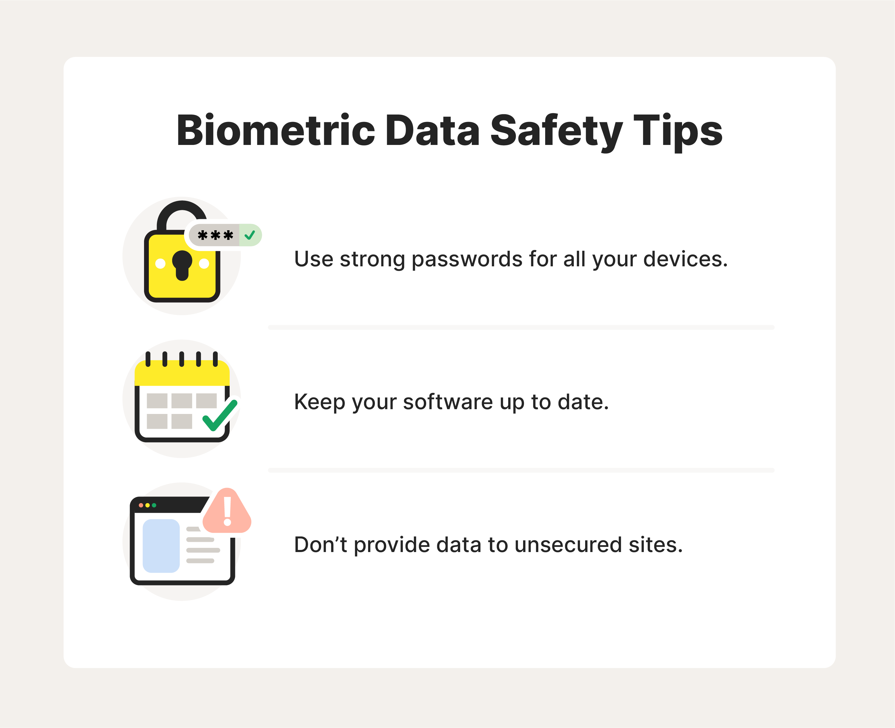 Example images of some biometric characteristics commonly used in