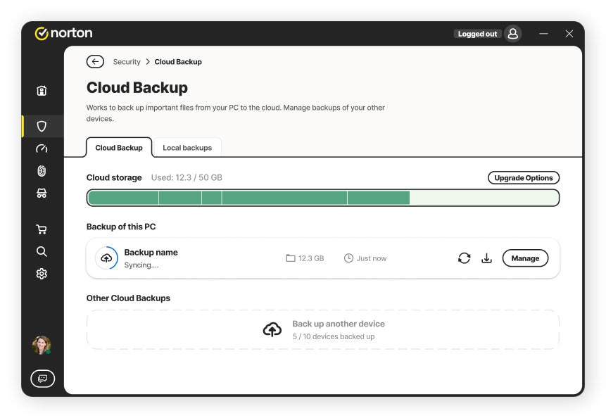 Norton PC Cloud Backup.