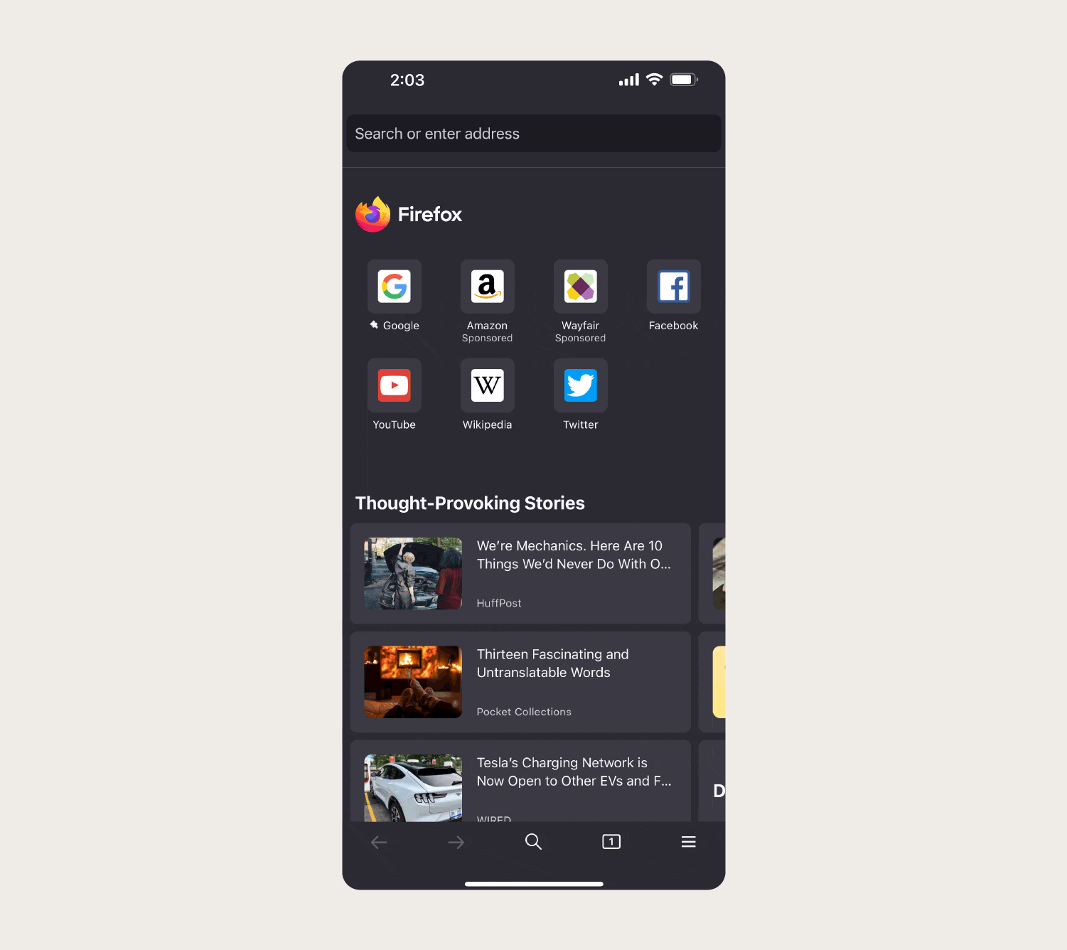 A mobile view showing how to use Firefox’s Private Browsing feature.