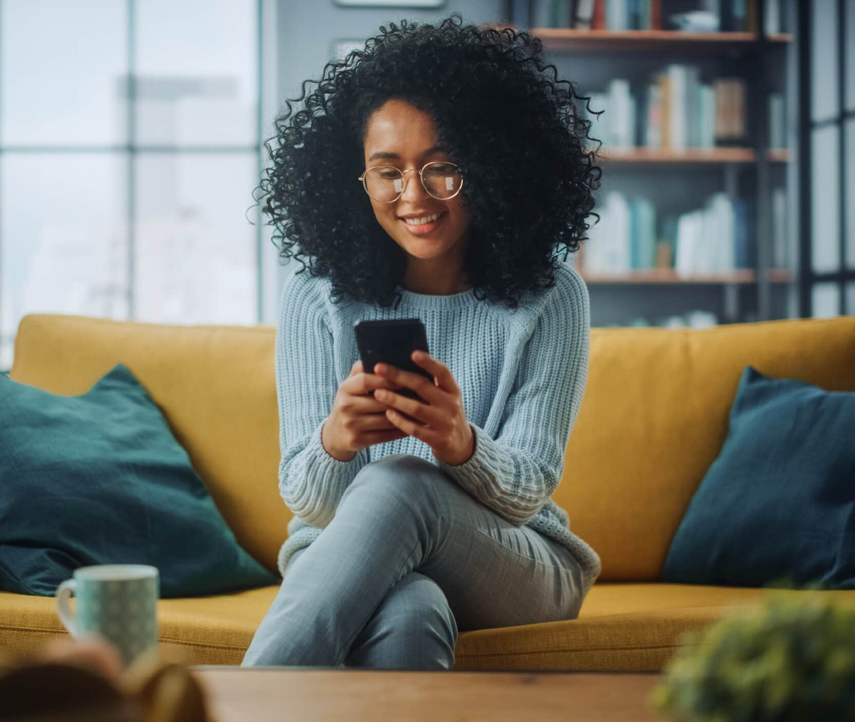 A woman researching how to maintain a good online reputation and netiquette rules.