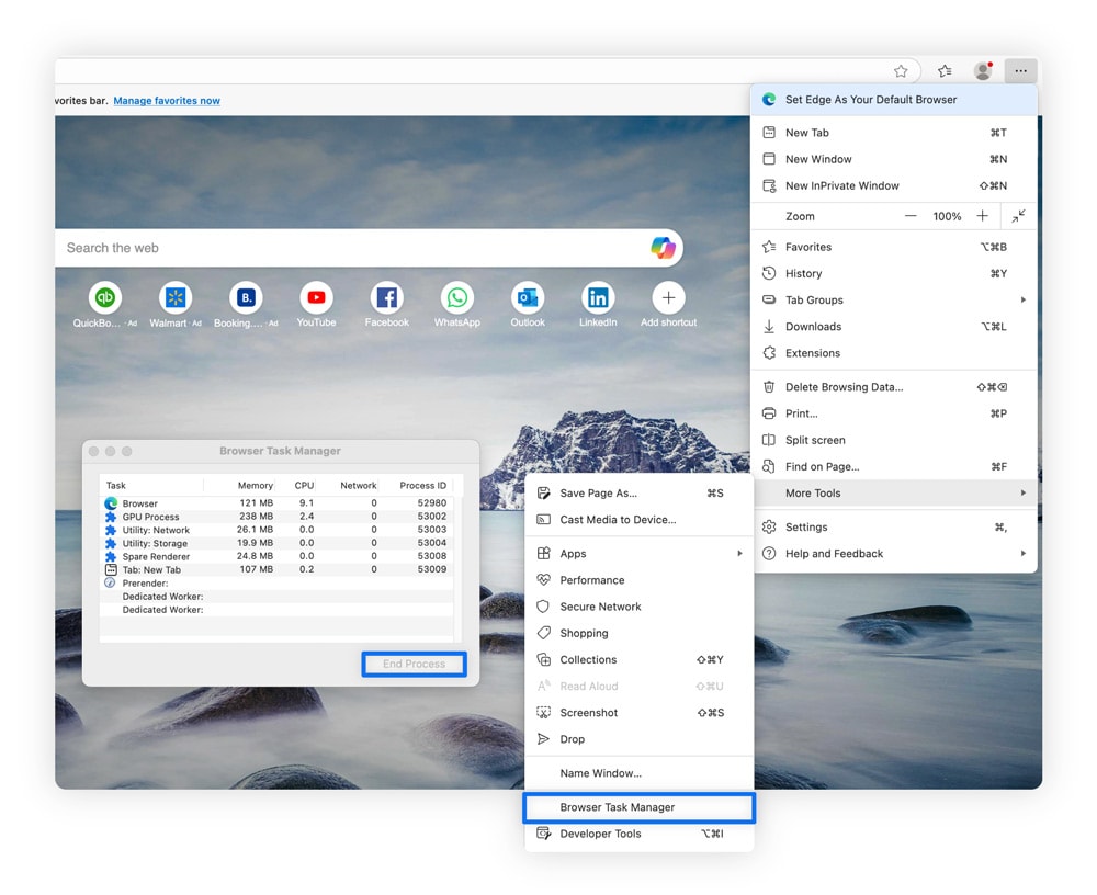 A screenshot of how to open your browser’s Task Manager.
