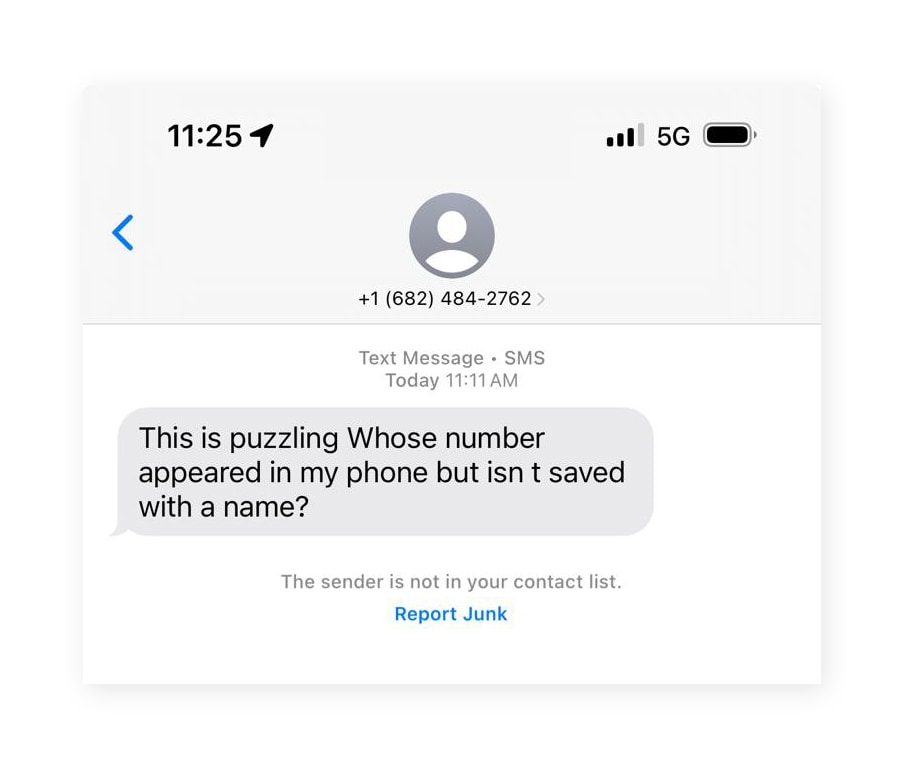 A screenshot showing a real wrong number text scam.