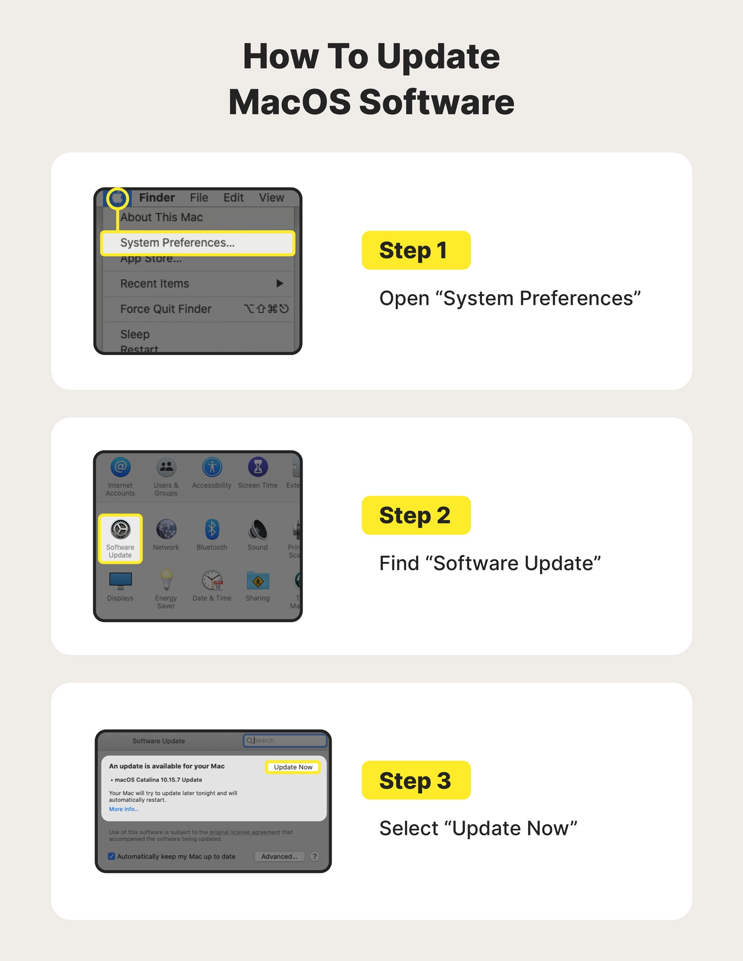 An image showing how to update MacOS software.