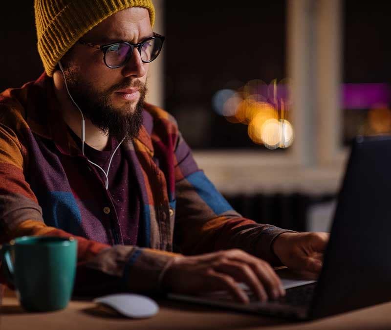 Person accessing the deep web on their computer.