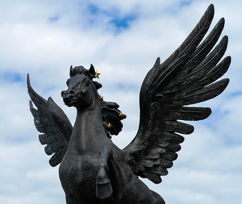 A statue of a winged horse.