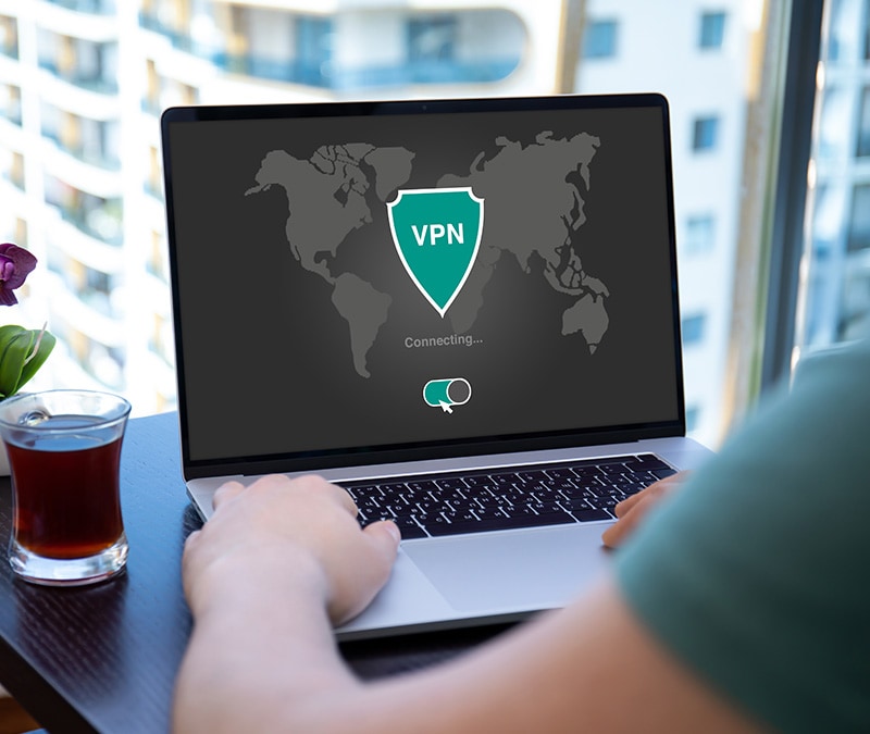 A person connects to a no-log VPN to keep their online activity private.