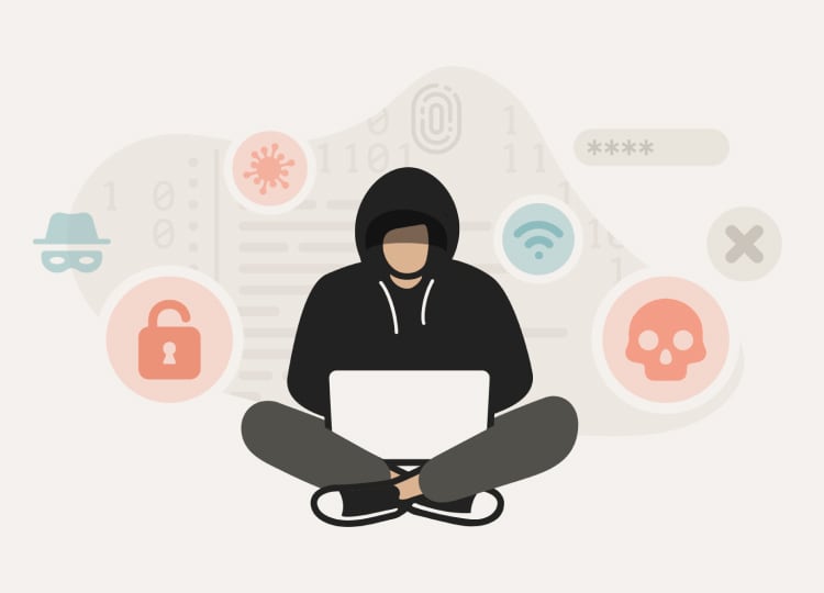 Norton Privacy - Person wearing a hooded top on a laptop