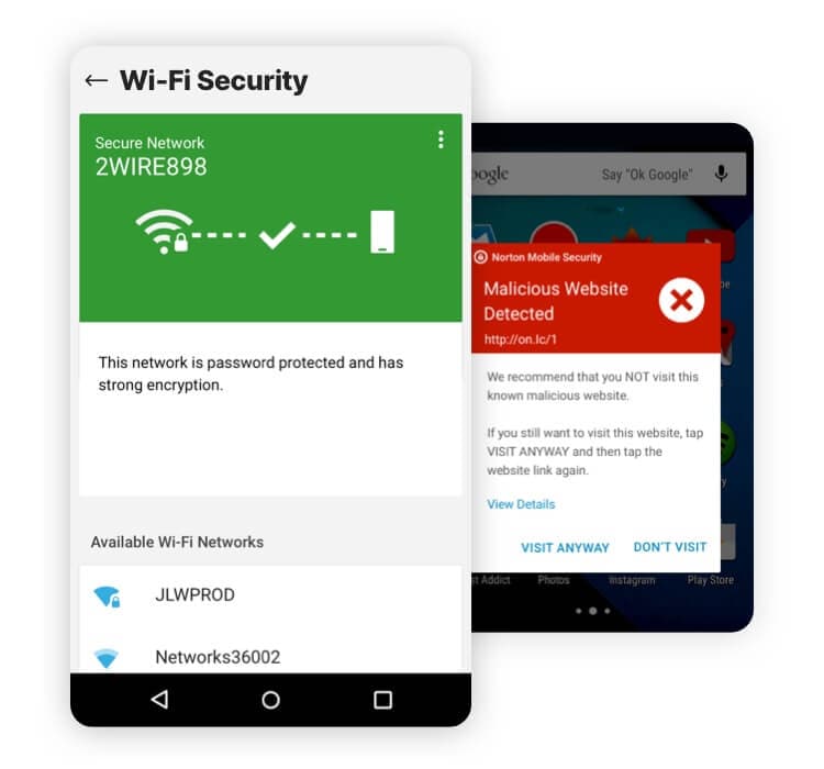 App di sicurezza Wi-Fi su un tablet e un telefono